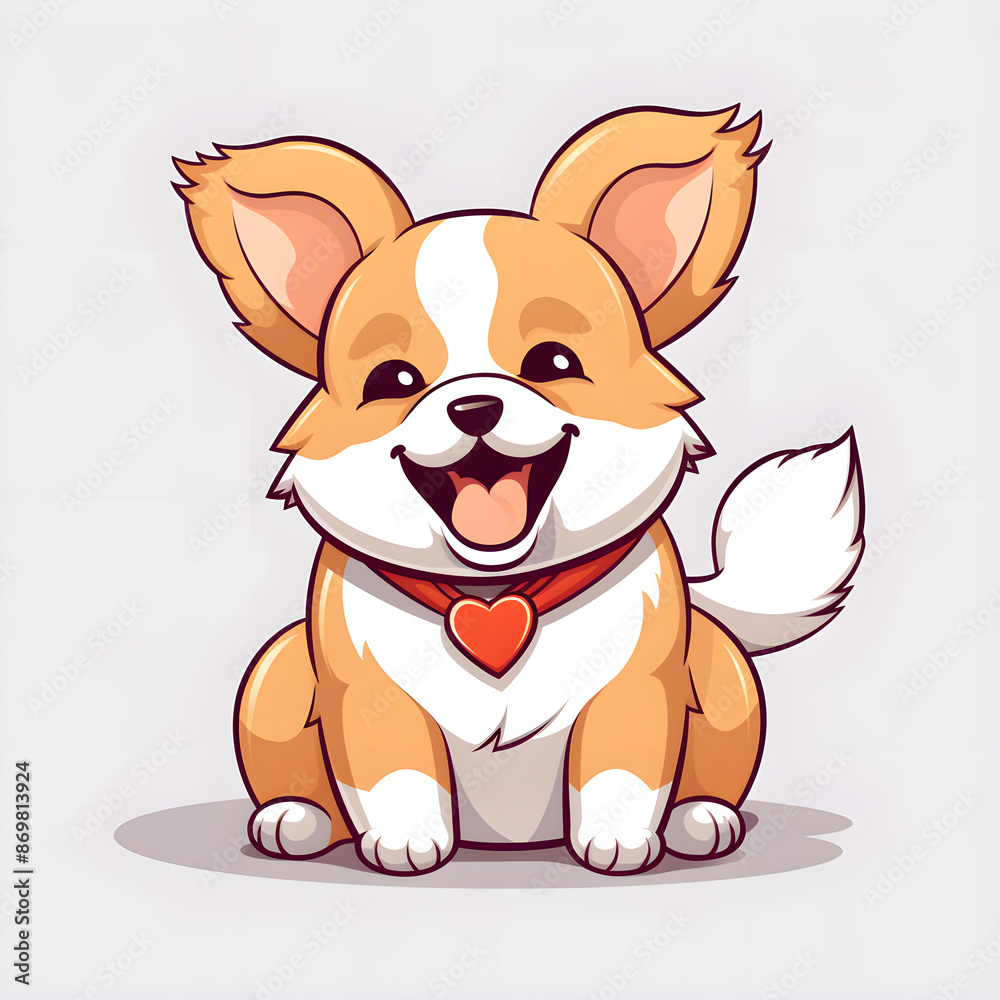 Fototapeta premium Cute sweet Welsh Corgi on grey background
