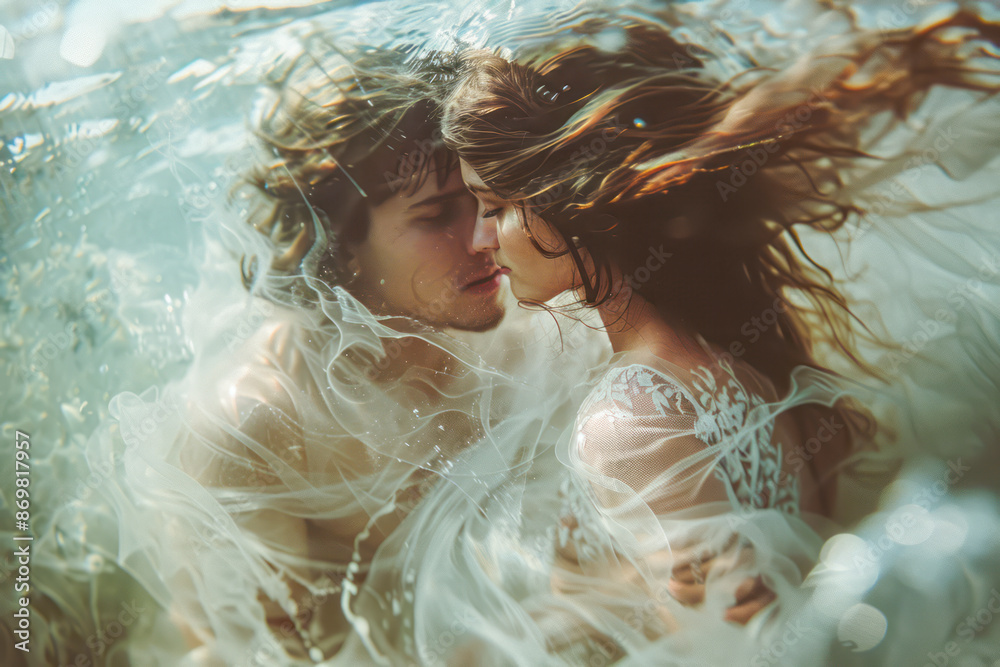 Dreamy Fashion Editorial Two People Chasing Each Other in Ghostly Coral Fields Embracing in a Heavenly Hug Dreamy Fashion Editorial Two People Chasing Each Other in Ghostly Coral Fields Embracing in a Heavenly Hug