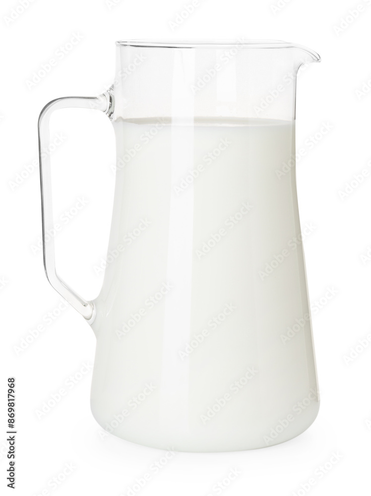Glass jug with fresh milk isolated on white Glass jug with fresh milk isolated on white