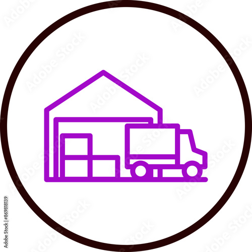 Warehouse Vector Line Purple Circle Black