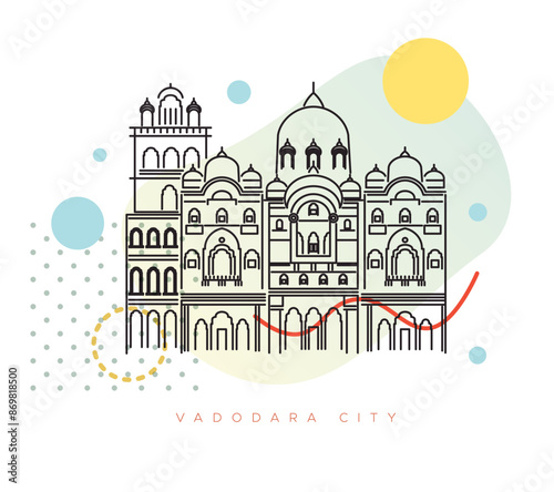 Historical Icon Vadodara City - Laxmi Vilas Palace - Icon Illustration
