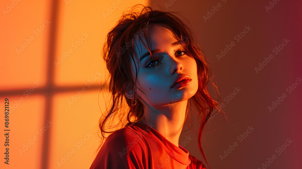 Young woman's emotional face on a simple background. An amazing portrait of youthfulness and elegance. Young woman's emotional face on a simple background. An amazing portrait of youthfulness and elegance.