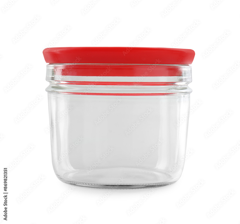 One empty glass jar isolated on white One empty glass jar isolated on white