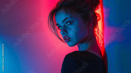 Young girl's emotional face on a simple background. A stunning portrait of youthfulness and innocence.