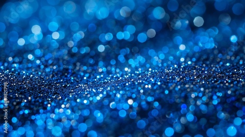 Bokeh background with sapphire glow. Unfocused royal blue glow. Crystal drops and sequins wallpaper. Holiday texture confetti wallpaper.