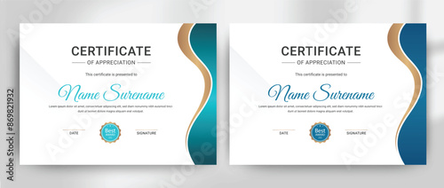 Modern Gift Certificate and Diploma Design Template Elegant Design, Recognition of Achievement, Award, Excellence, and Contemporary Certificate Format