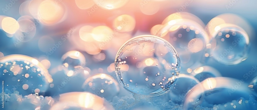 Bright ice bubbles close-up. Soap water bubbles, pink and blue abstract wallpaper Bright ice bubbles close-up. Soap water bubbles, pink and blue abstract wallpaper