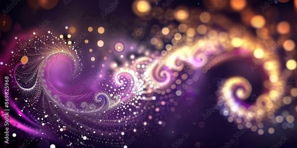 Iridescent spiral swirl of colorful cosmic dust (rainbow). Bright and shining rotation of the galaxy. Magic fantasy star background wallpaper.