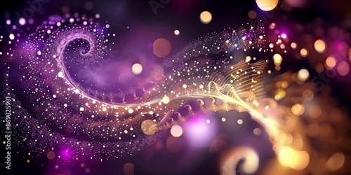Iridescent spiral swirl of colorful cosmic dust (rainbow). Bright and shining rotation of the galaxy. Magic fantasy star background wallpaper.