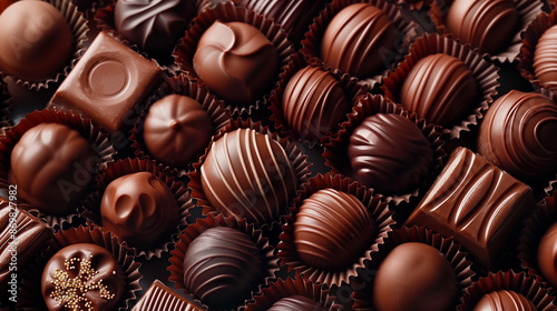 High angle view of chocolate candies