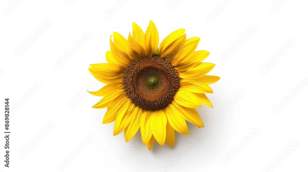 Fototapeta premium A Single Sunflower on a White Background