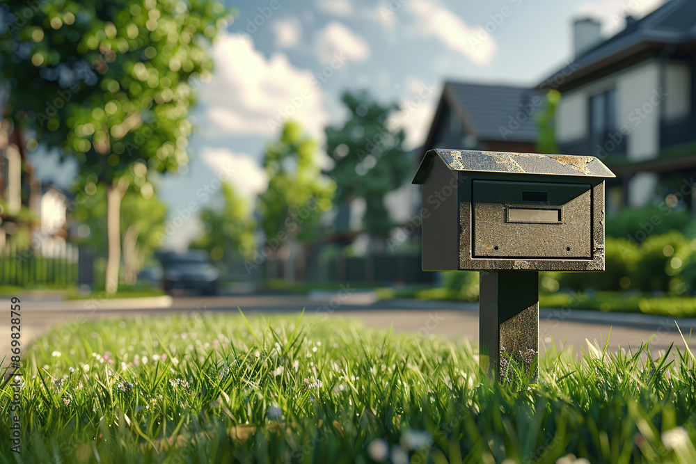 American mail box near the house in suburban village American mail box near the house in suburban village
