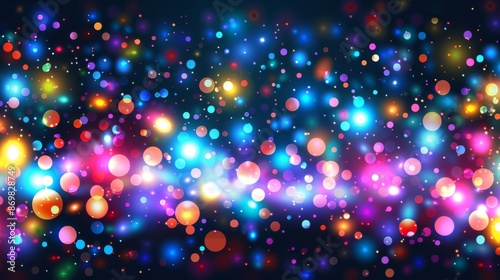 Abstract string of colorful Christmas lights. Holiday wallpaper. Background glowing celebration lamps.