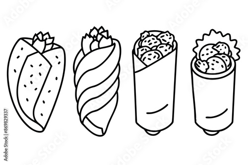 Shawarma Line Art Illustration Refined Minimalist Style Illustrations Collection