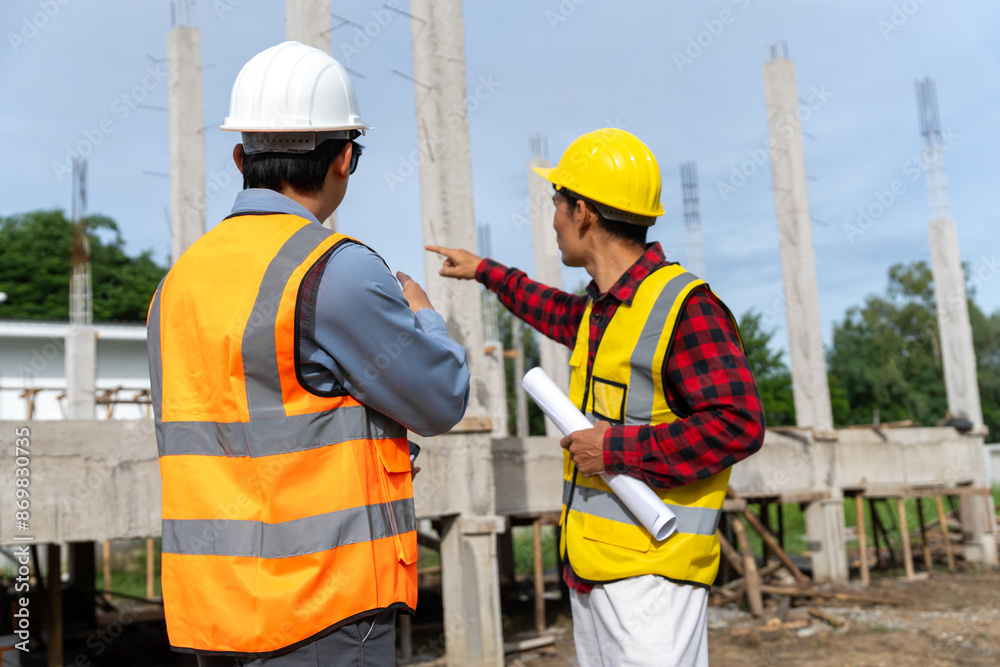 A team of construction engineers talks with managers and construction workers at the construction site. Quality inspection, plans, home and industrial building design projects A team of construction engineers talks with managers and construction workers at the construction site. Quality inspection, plans, home and industrial building design projects