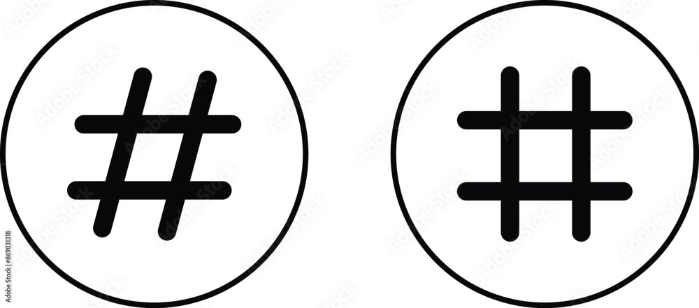hashtag logo in bubble icons set. concept of communication sign or ...