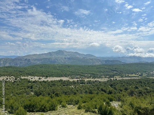 landscape with mountains and clouds