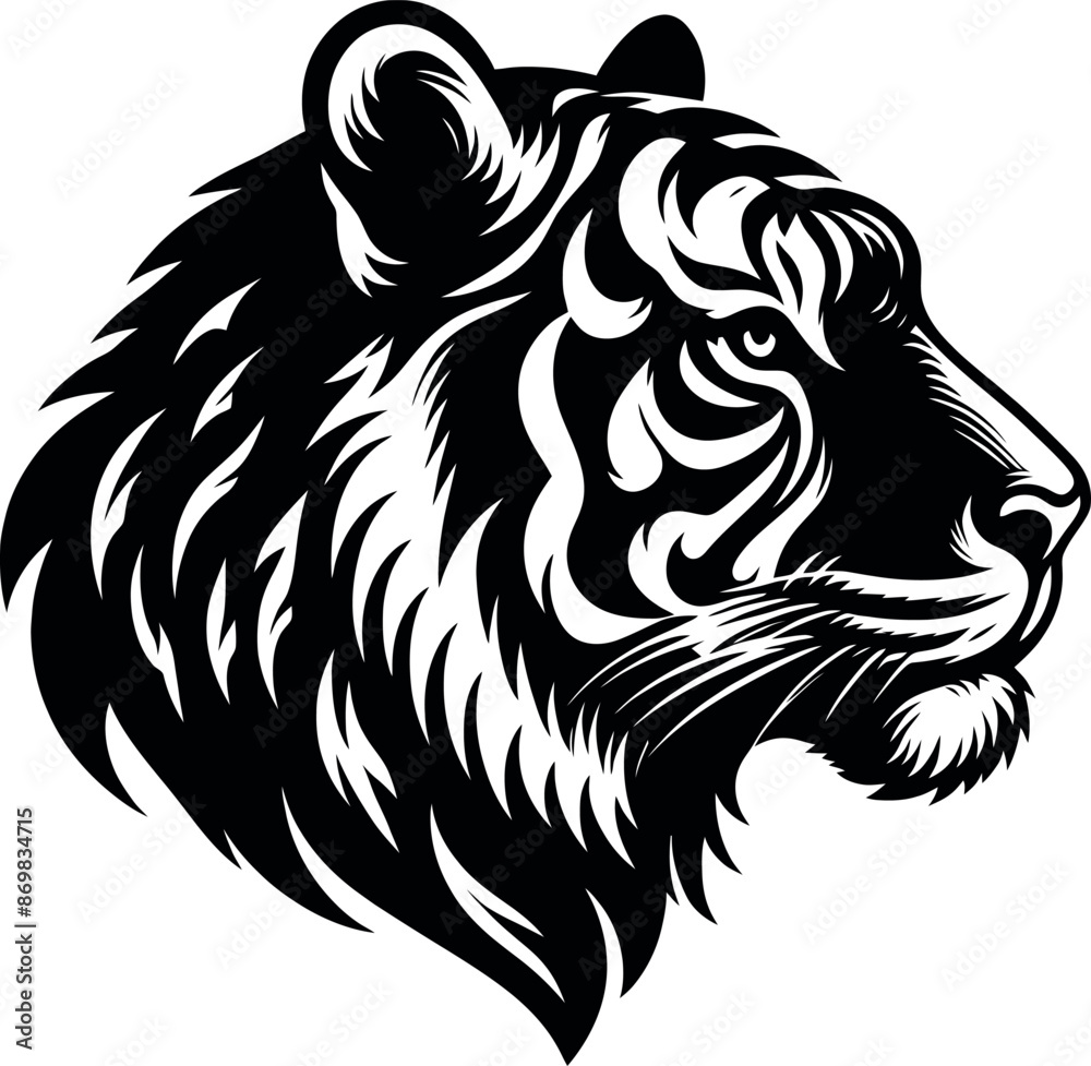 A black drawing of a tiger silhouette vector
A black drawing of a tiger silhouette vector
