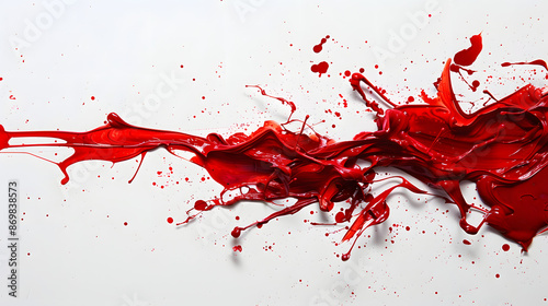 bright dark red color splashing on white background, abstract background splashing of Red color.
