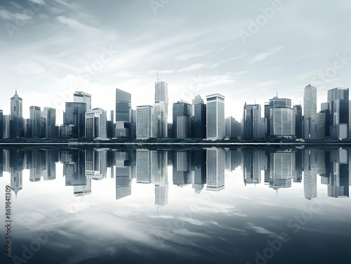 City square and skyline with modern buildings scenery, Aerial view of a business city and commercial area building, high rise building for business environment