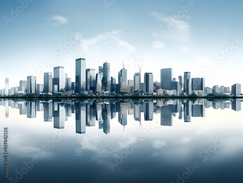City square and skyline with modern buildings scenery, Aerial view of a business city and commercial area building, high rise building for business environment