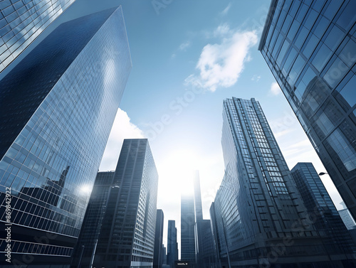 Wallpaper Mural City square and skyline with modern buildings scenery, Aerial view of a business city and commercial area building, high rise building for business environment Torontodigital.ca