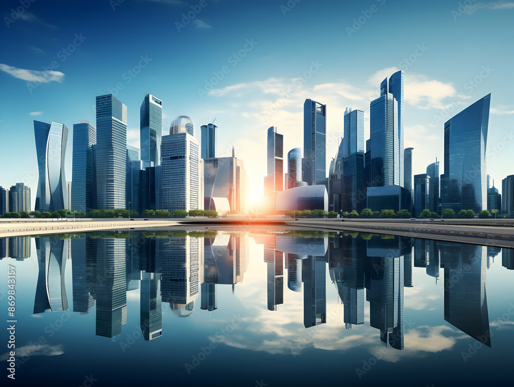 City square and skyline with modern buildings scenery, Aerial view of a business city and commercial area building, high rise building for business environment City square and skyline with modern buildings scenery, Aerial view of a business city and commercial area building, high rise building for business environment