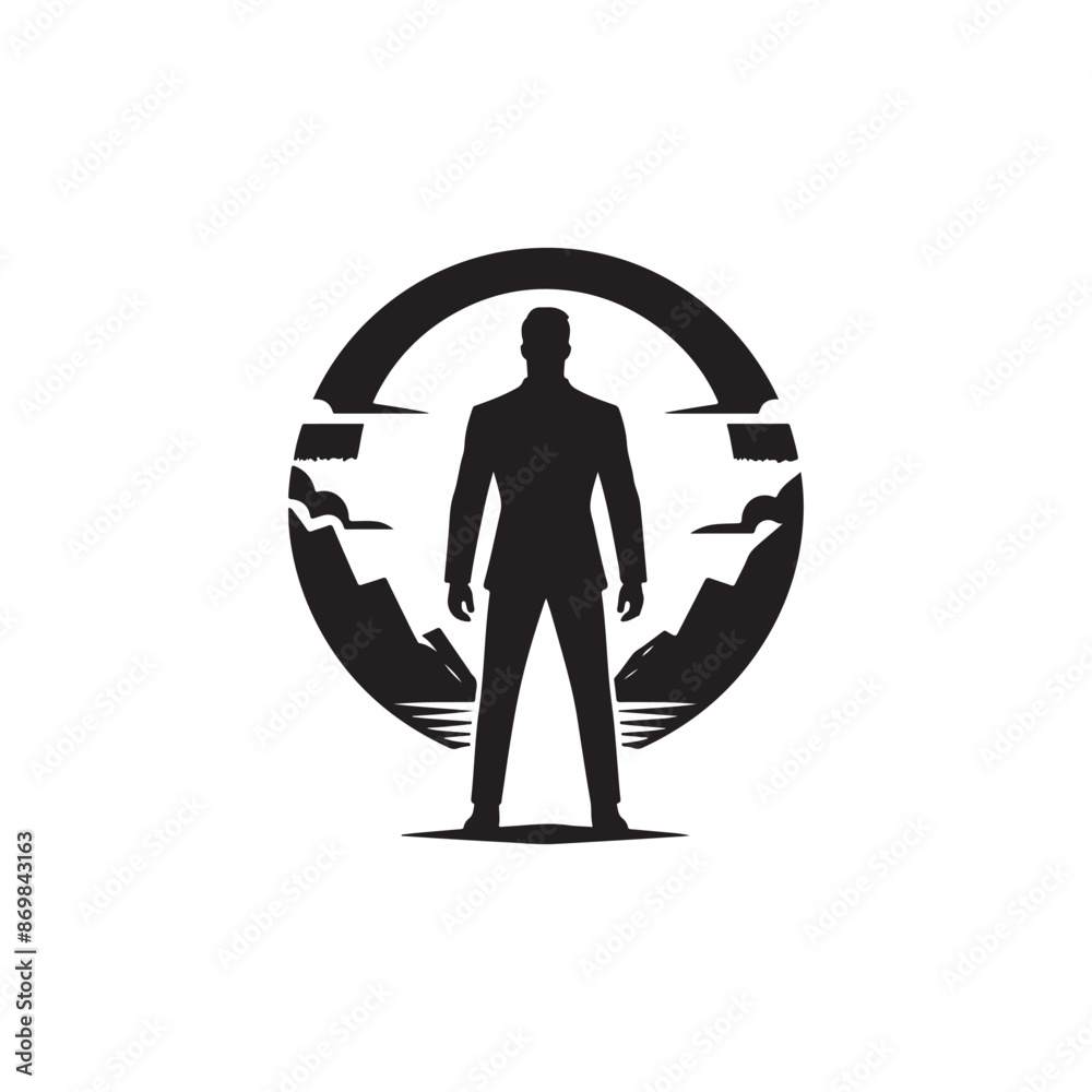 Man in jacket standing with hand in his pocket, side view, isolated vector silhouette Man in jacket standing with hand in his pocket, side view, isolated vector silhouette