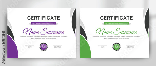 modern and corporate business graduated certificate design template