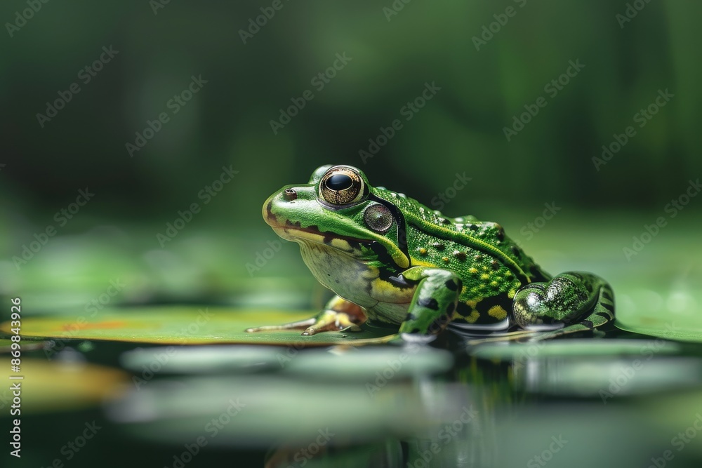 Obraz premium Pool Frog, Macro,Left side view