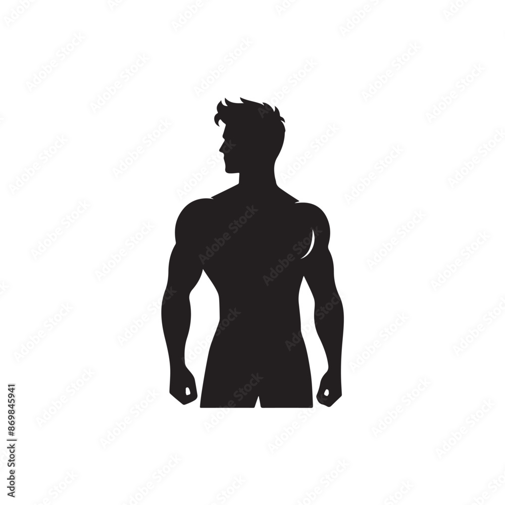 Fototapeta premium Man in jacket standing with hand in his pocket, side view, isolated vector silhouette