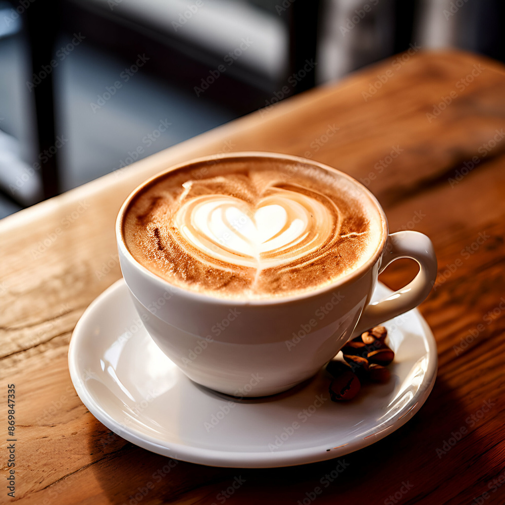 Heart-Shaped Latte Art on Hot Coffee Heart-Shaped Latte Art on Hot Coffee