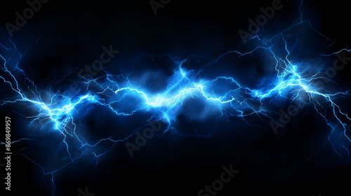 Lightning in the night. AI generated art illustration. © Edward Puchkov