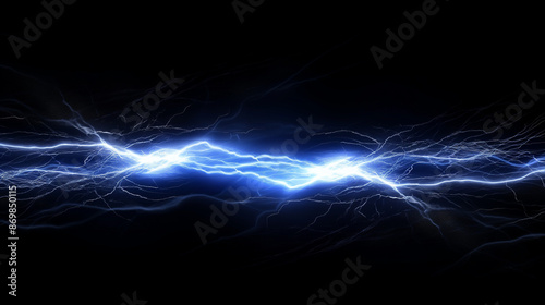 Lightning in the night. AI generated art illustration.
