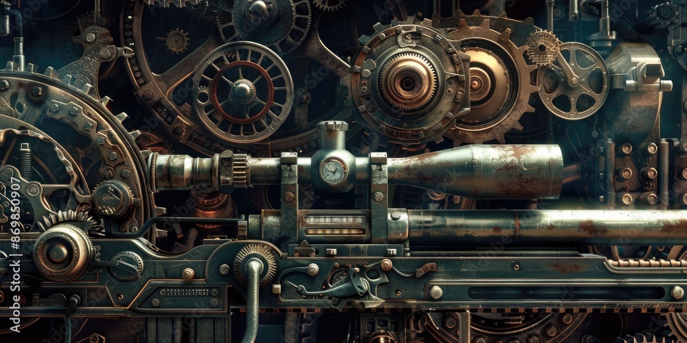 Fototapeta premium Sniper in Detailed Steampunk Gear