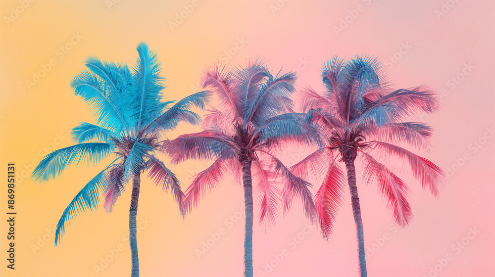 Minimal summer pastel concept, soft colors of tropical background, pastel palm trees and palm leaf. Exotic summer beach concept. Generative AI. Minimal summer pastel concept, soft colors of tropical background, pastel palm trees and palm leaf. Exotic summer beach concept. Generative AI.