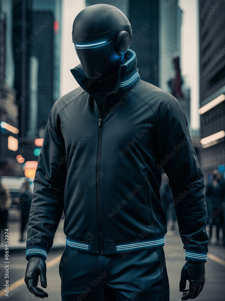 Sleek and Futuristic Jacket Design Featuring High-Tech Elements Sleek and Futuristic Jacket Design Featuring High-Tech Elements