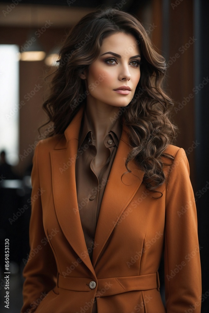 Woman in Brown Coat and Dark Brown Pants