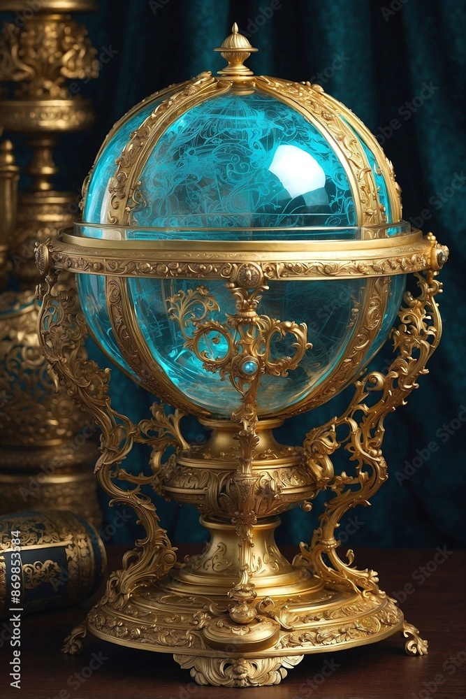 Enchanted Globe with Gold and Turquoise Details