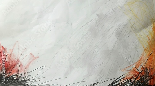 Wallpaper Mural  Red and black brush strokes on white paper against a sky background Torontodigital.ca