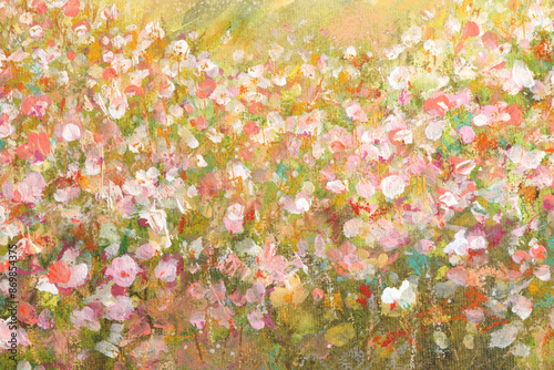 Art oil and Acrylic smear flower blot hand drawn painting . Abstract texture color stain brushstroke background.