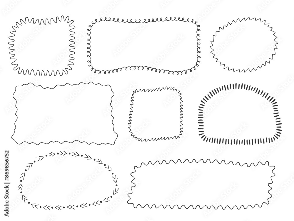 Doodle frames collection. Hand drawn scribble sketch square rectengle oval set. Element for highlight important notes. Marker pen abstract geometric shapes Doodle frames collection. Hand drawn scribble sketch square rectengle oval set. Element for highlight important notes. Marker pen abstract geometric shapes