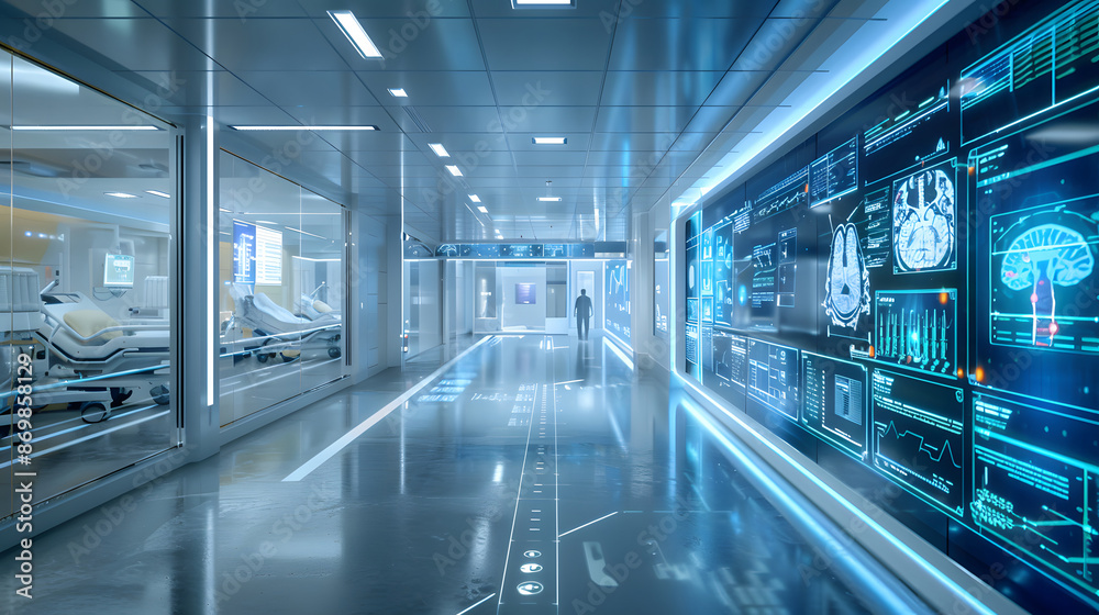 Fototapeta premium Advanced digital twin technology in a modern medical facility design