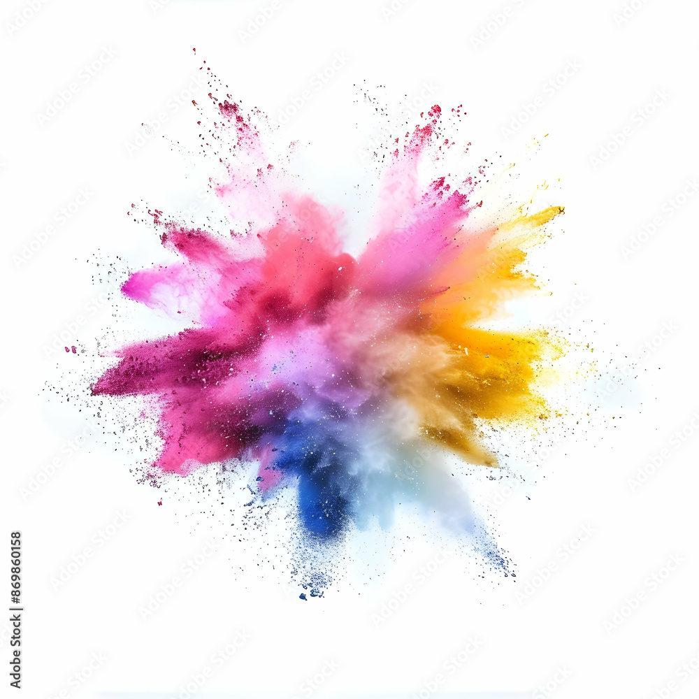 Colored powder explosion. Abstract closeup dust on backdrop. Colorful explode. Paint holi, Freeze motion of color powder exploding on white background. Colored powder explosion. Abstract closeup dust on backdrop. Colorful explode. Paint holi, Freeze motion of color powder exploding on white background.