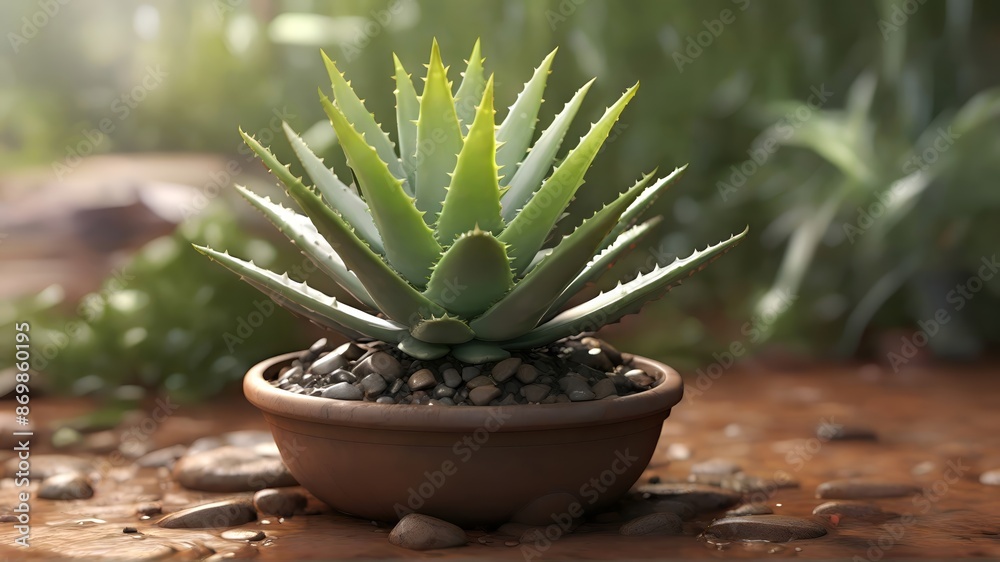 Obraz premium cactus in a pot - aloe vera plant
