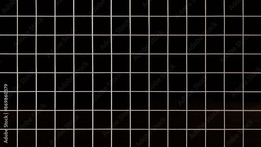 Black Square Grid with Silver Lines - Modern Tile Design