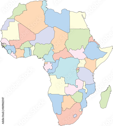 Editable vector file of the countries forming the continent of Africa.