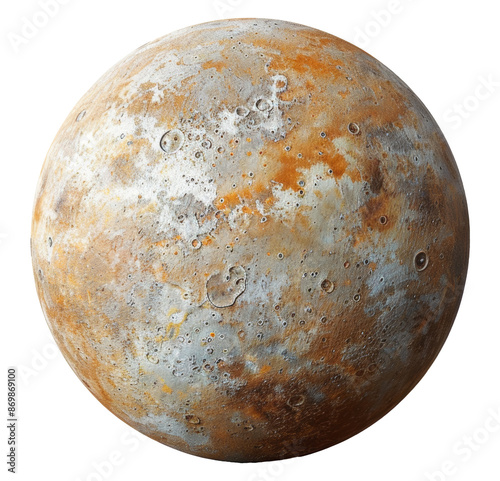 Planet Pluto with detailed surface texture isolated on transparent background photo