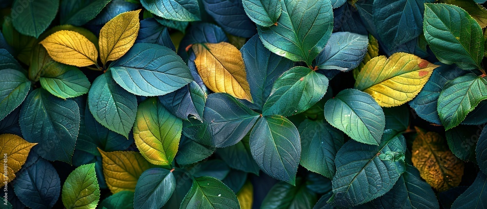 Close-up of Lush Green and Yellow Leaves Close-up of Lush Green and Yellow Leaves