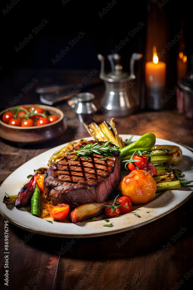 Rustic Fine Dining: Gourmet Meat Dish Bathed in Natural Light – A True Epicurean Delight Rustic Fine Dining: Gourmet Meat Dish Bathed in Natural Light – A True Epicurean Delight
